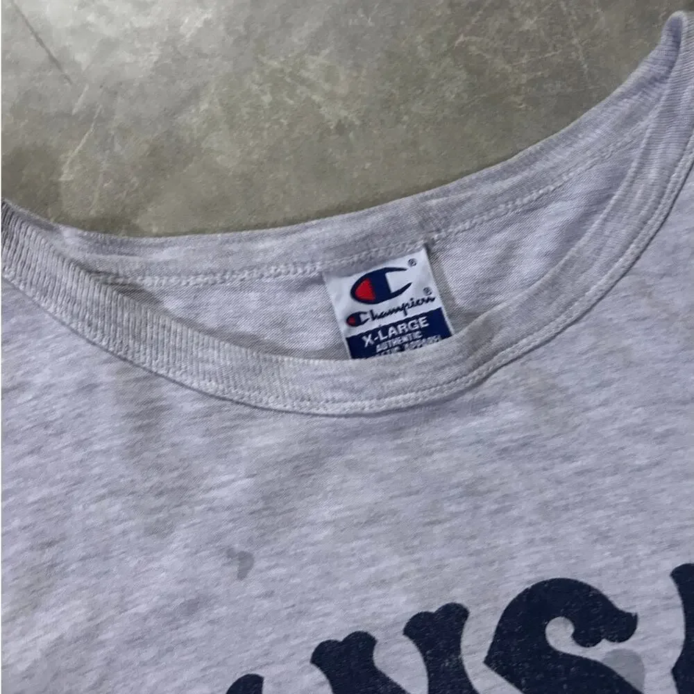 90's Vintage Kansas Jayhawk Basketball Champion Heather Grey T-Shirt -XL - Picture 3 of 5
